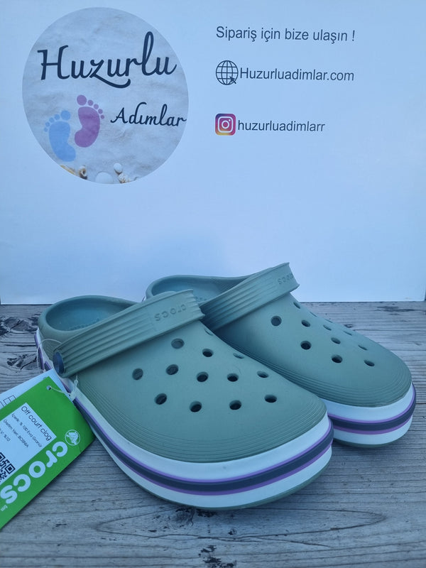 Arkası Büyük Yazılı Ithal Crocs Unisex Terlik Yeşil Mor