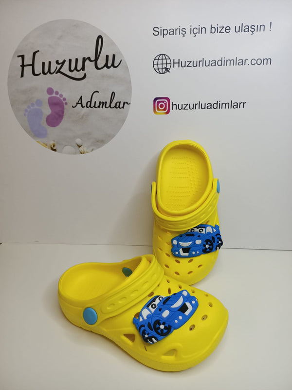 Arabalı Sarı Crocs Terlik Unisex Çocuk