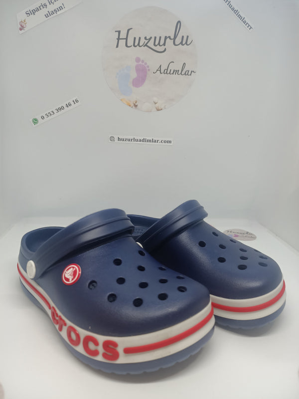 Lacivert Yandan Yazılı Crocs Terlik Unisex Çocuk